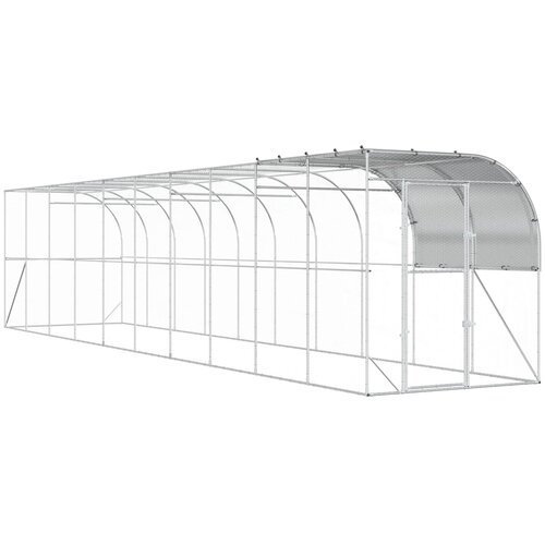  Kavez za piletinu uz zid Srebrna 1000 x 200 x 215 cm Slike