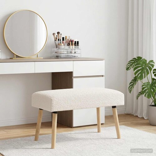  Klupa Jednobojno Krem 80 x 40 x 46 cm Boucl&amp;eacute; Slike