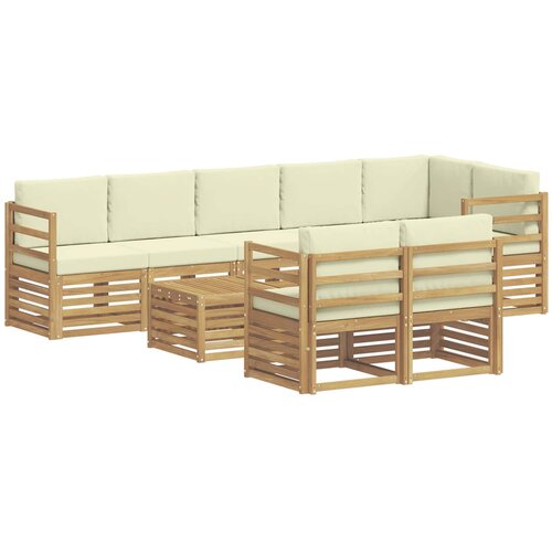 vidaXL Sedežne garniture 9 pcs Bela in krem Masiven les akacije, (5000283575) Cene