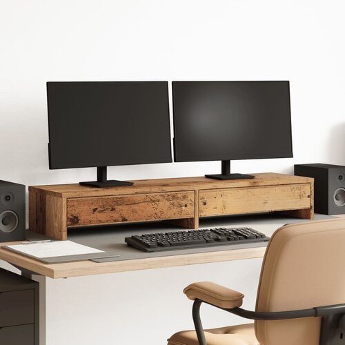 vidaXL Stalak za monitor s ladicama boja drva 100 x 27 x 15 cm drveni Cijene
