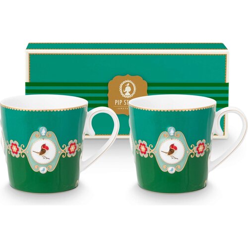 Pip Studio Love Birds set skodelic - smaragdna / zelena Cene