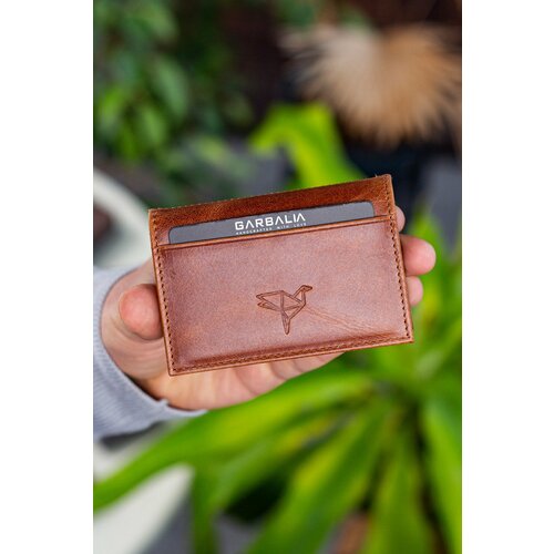 Garbalia Vera Unisex Tan Genuine Leather Crazy Tan Card Holder Wallet Slike