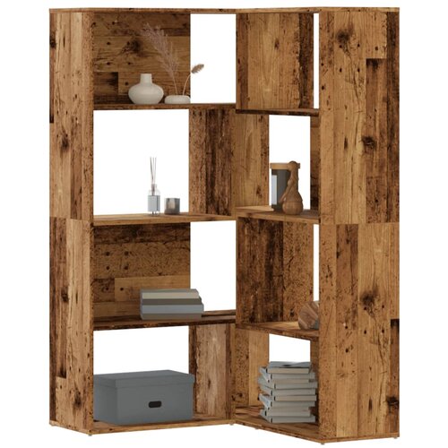VidaXL Kutni regal za knjige s 4 razine staro drvo 85x85x140cm drveni Slike