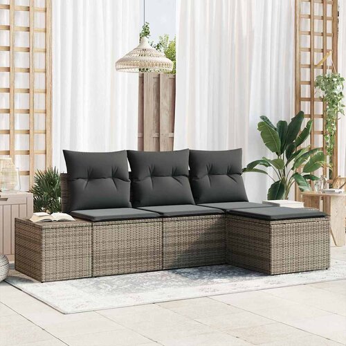  Sjedeća garnitura za vrt 4 kom. Siva poliratan 239 x 62 x 85 cm Cene