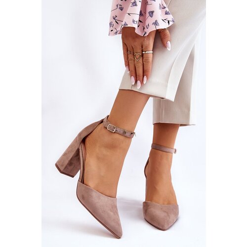 PS1 Suede Heel Pumps Dark Beige Lexie Cene