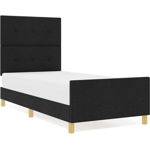  Crni okvir kreveta od tkanine 90x200 cm Slike
