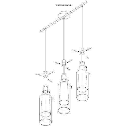 Eglo Pinto nero visilica/3, e27, 3x60w, n-mat/crna-trasp./bijela Slike