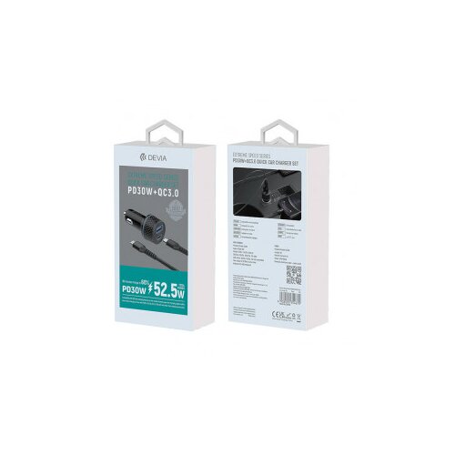 DEVIA Auto punjač Extreme speed series PD +QC full compatible, 30W, Crni Cene