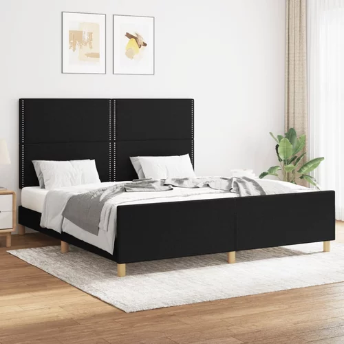 Okvir za krevet s uzglavljem crni 160 x 200 cm od tkanine