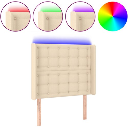 Maison Chic led posteljno vzglavje - vzglavna omarica - nočna omarica krem 93x16x118/128 cm blago, (21706054) Slike