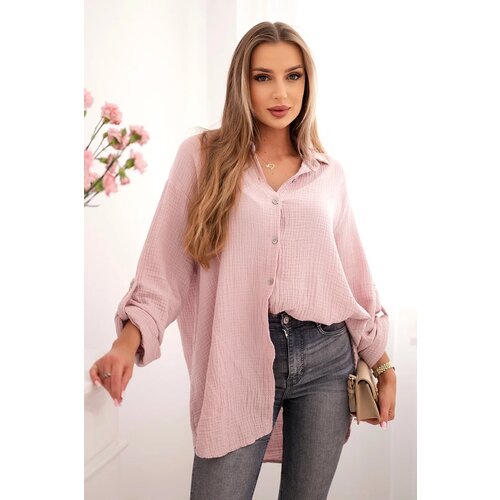 Kesi Włoski Cotton muslin shirt powder pink Slike