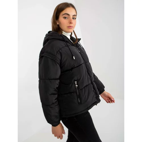 Fashion Hunters Black 2in1 winter jacket with detachable sleeves