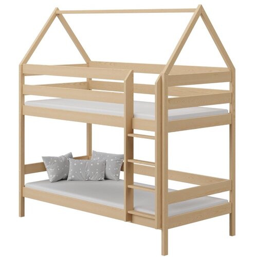 Molarem Home Drveni dječji krevet na kat Domek - svijetlo drvo - 160x80 cm - S 2 ladice Cijene