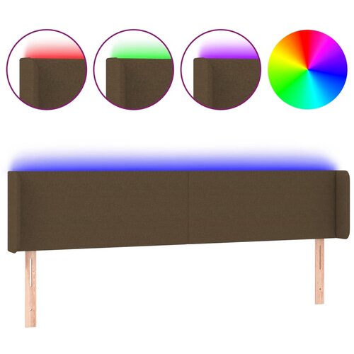  LED Uzglavlje tamnosmeđe 163x16x78/88 cm od tkanine Slike