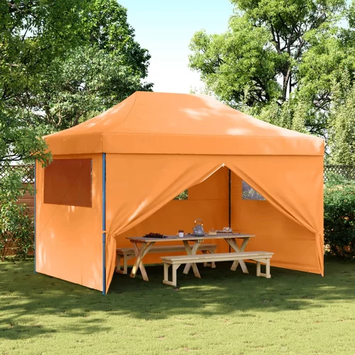 Sklopivi prigodni šator za zabave s 4 bočna zida narančasta
