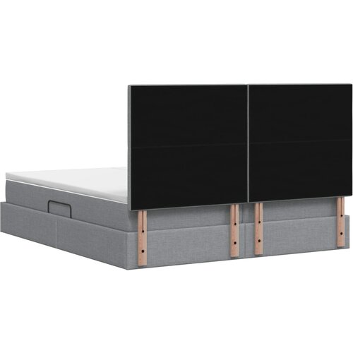  Krevet s od storage s pohranom Svjetlosiva 200 x 200 cm Tkanina Slike