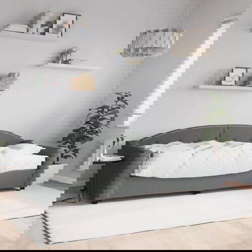 VidaXL Dnevna postelja z vzmetnico temno siva 90x200 cm blago Slike