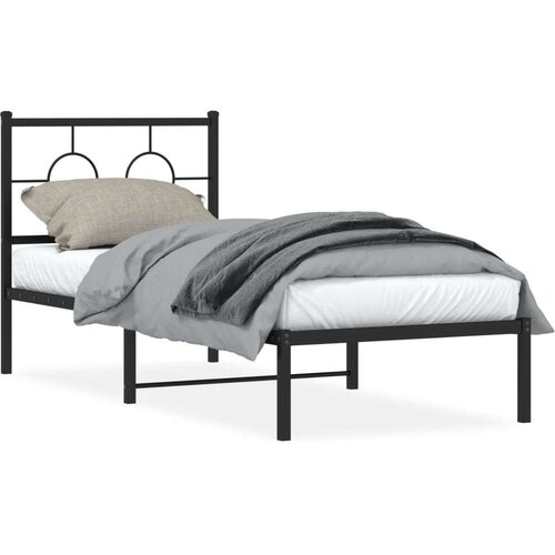 Metalni okvir za krevet s uzglavljem crni 80x200 cm Slike
