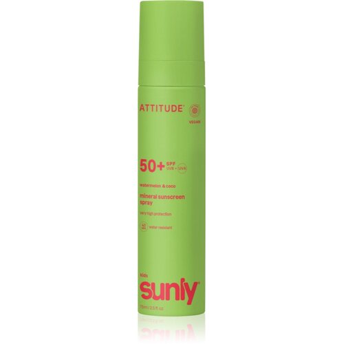 Attitude Sunly Kids Watermelon &amp;amp; Coco mineralni sprej za sunčanje SPF 50+ za djecu 75 ml Slike