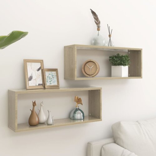 VidaXL Stenske police kockaste 2 kosa sonoma hrast 60x15x23 cm Slike
