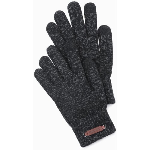 Ombre Men&amp;#039;s knitted gloves with wool - black melange Slike