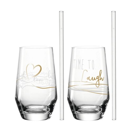 Leonardo Čaše i slamke set 2/1 365ml LAUGH 029184 Cene