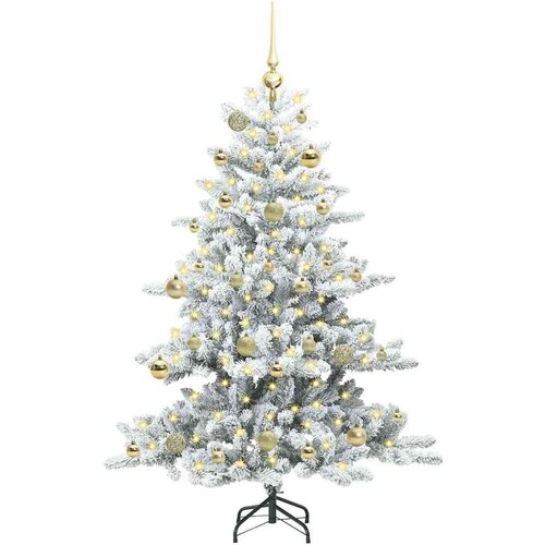 VidaXL Umjetno božićno drvce s nogom with LEDs s stalakom 150cm PVC Slike
