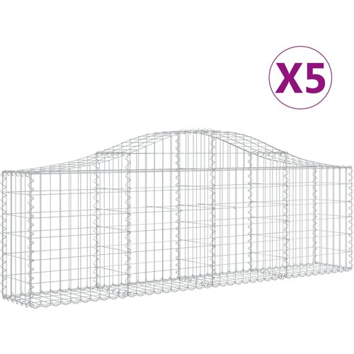  Lučne gabionske ko&amp;scaron;are 5 kom 200x30x60/80 cm pocinčano željezo Slike