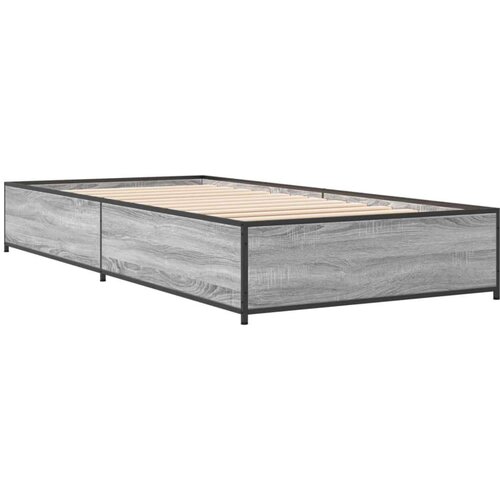 vidaXL Posteljni okvir siva sonoma 90x190 cm inženirski les in kovina, (21128903) Cene