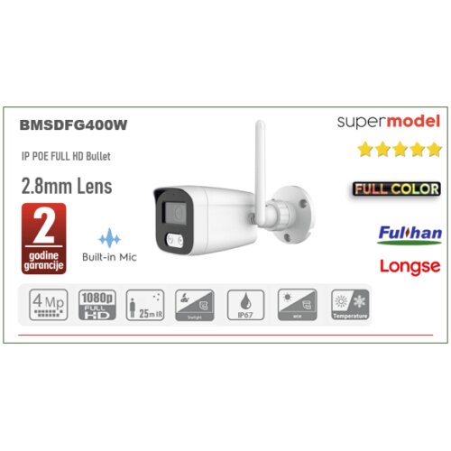 Wi-Fi Longse IP Kamera 4MP 3.6mm + Mikrofon BMSDFG400W Cijene