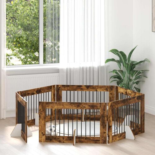  Vrata za pse z stojali 6 pcs Dimljen hrast 100 x 60 cm, (5000232784) Cene