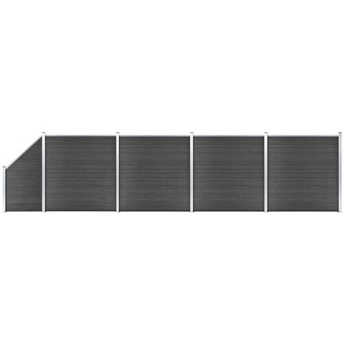 vidaXL Set panela za ogradu WPC 792 x (105 - 186) cm crni Cijene