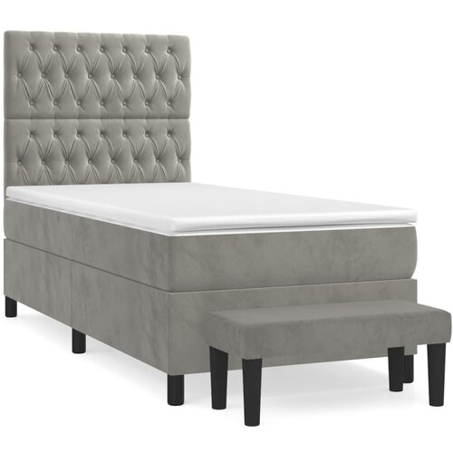 Maison Chic Box spring postelja - Vzmetna postelja z vzmetnico svetlo siva 90x200 cm žamet SL14359, (21905090) Cene