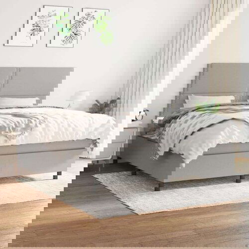  Box spring postelja z vzmetnico svetlo siva 160x200 cm žamet, (20898911) Cene