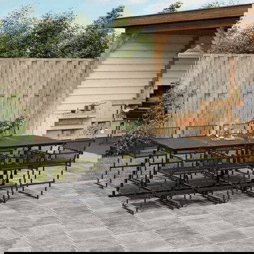 The Living Store Vrtna jedilna garnitura 9-delna črna poli ratan - Vrtna Jedilna Garnitura, (21671999) Cene