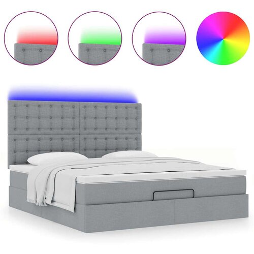 VidaXL Otomanski krevet s madracem&amp;amp;LED svijetlosivi 180x200cm tkanine Slike