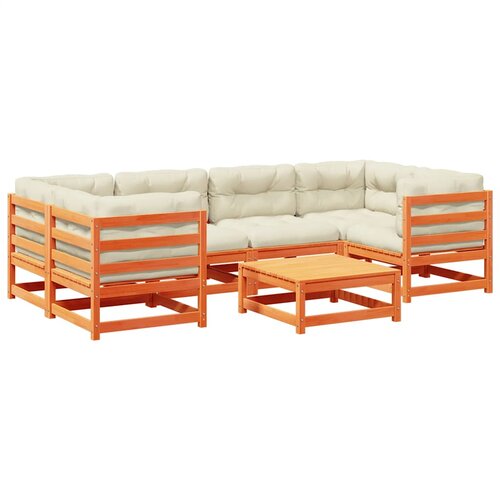  7-dijelni set vrtnih sofa s jastucima vo&amp;scaron;tano smeđi od borovine Slike