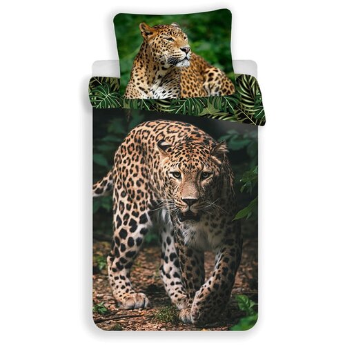 Jerry Fabrics Pamučna dječja posteljina za krevet za jednu osobu 140x200 cm Leopard "Green" – Cijene