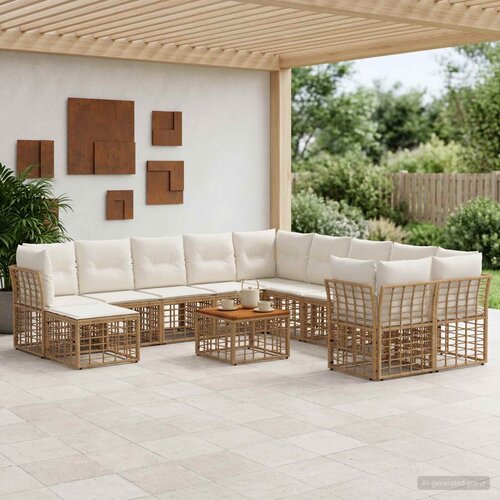  Set vanjskih sofa 12 kom. Prirodna i krema bijela Poliester Cijene