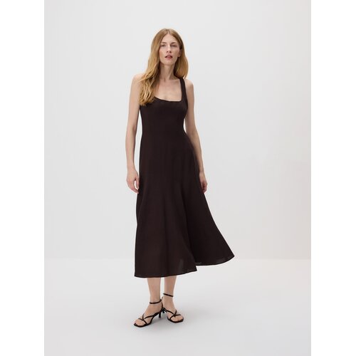 Reserved Midi haljina s mje&scaron;avinom lana - smeđi Cijene
