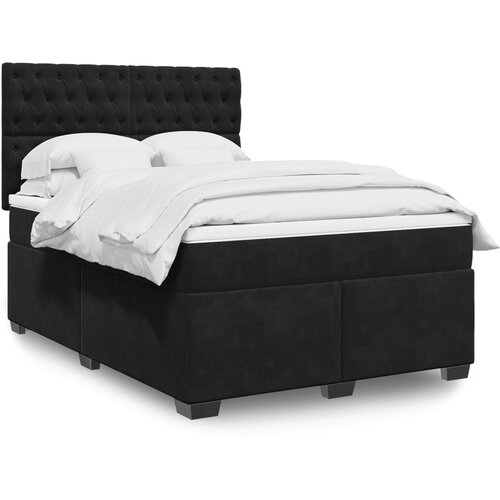 The Living Store Box spring postelja z vzmetnico črna 160x200 cm žamet - Box Spring Postelja, (21490141) Slike