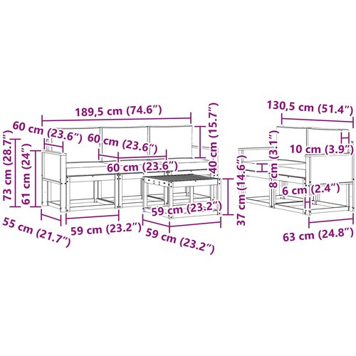  Set vanjskih sofa 6 kom. Prirodna i antracit Slike