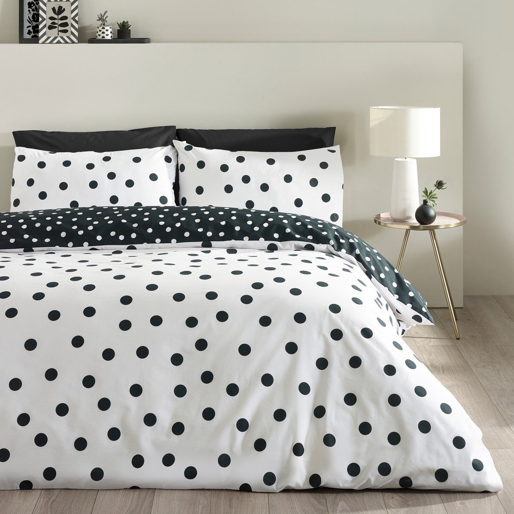 Catherine Lansfield Crno-bijela posteljina za krevet za jednu osobu 135x200 cm Polka Dot &amp;ndash; Slike