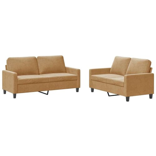  2-dijelni set sofa s jastucima smeđi bar&amp;scaron;unasti Slike
