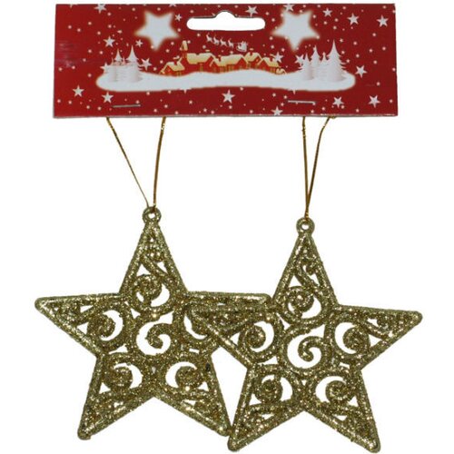 Denis novogodišnji ukras zvezda 10cm set 2 komada zlatna Cene