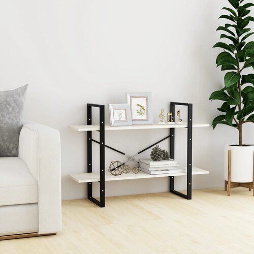  The Living Store Knjižna omara 2-nadstropna bela 100x30x70 cm trdna borovina - Knjižna Omara, (21431247) Slike