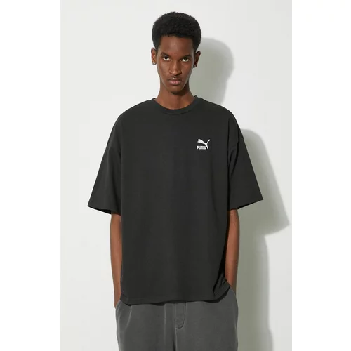 Puma Pamučna majica za muškarce, boja: crna, s aplikacijom
