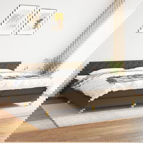 The Living Store Box spring postelja z vzmetnico temno rjav 200x200 cm blago - Box Spring Postelja, (21516649) Slike