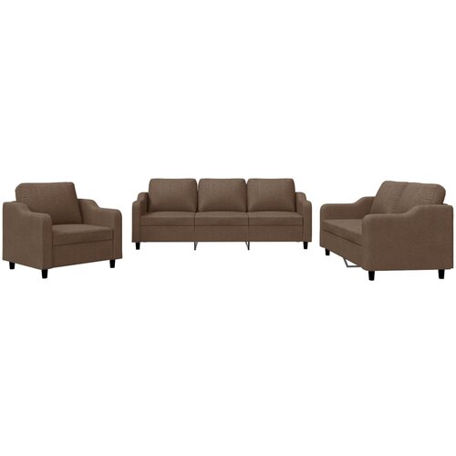 Maison Chic Sedežna garnitura - kavč z blazinami 3-delna rjavo blago, (21728544) Cene