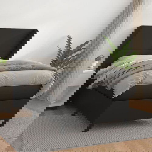 The Living Store Box spring postelja z vzmetnico črna 90x190 cm umetno usnje - Box Spring Postelja, (21438606) Slike